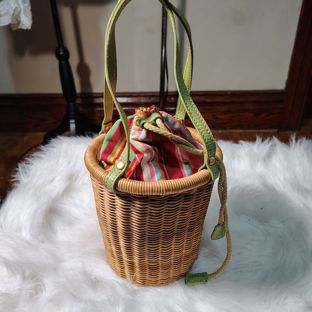 Vintage Cottagecore Lined Wicker Basket Bath & Body Works Purse